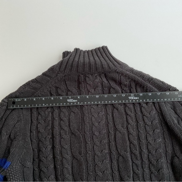 Gap Mens Cardigan Sz L Gray Cable Knit Fisherman Chunky Preppy Academia 90s Y2K - Picture 8 of 12